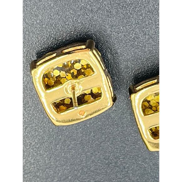 KATE SPADE New York Gold Glitter Crystal Small Square Prong Set Stud Earrings - Picture 6 of 7